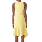 Theia Dress‎ Womens 4 Yellow Lemon Ruffle Hem Crepe Asymmetrical Sheath Photo 2