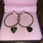Juicy Couture Retro  Pam & Gela Gold Hoop with Dangling Heart Charm Earrings Photo 0