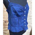 American Eagle  Babydoll Cami Smocked Women's Size Medium Blue Lace Trim Tank Top Photo 6