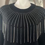 AQUA NEW Rhinestone Fringe Sweater in Black, Size S New w/Tag Photo 2