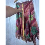 Rahabs Rope Wrap Skirt 100% Art Silk Reversible Red Floral Boho Hippie Earthy Size XL Photo 3