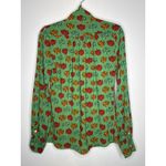 Ann Mashburn 2010s  Green Floral Printed Bow Blouse size  Small Photo 3