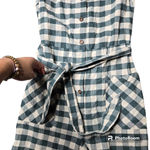 Mango  Gingham Printed Jumpsuit in Green Photo 3