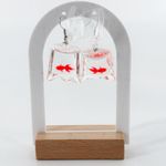 Goldfish In A Bag Earrings, Novelty Fish Earrings, Carnival Earrings Orange Photo 2