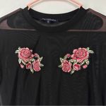 One Clothing  Mesh Embroidered Rose Top Size S Black Photo 1