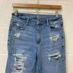 American Eagle ⭐️  light wash distressed mom jeans in size 4 Photo 1