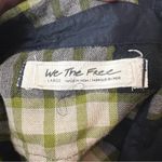 Free People  Women's Pacific Dawn Plaid Shirt black green tan sz L Photo 9