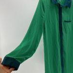 Free People  Two Tone Green Tunic Shirt longline oversized hidden button down Photo 0