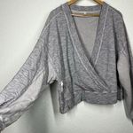 Free People Movement Kyoto Sweat Top Wrap Sweater Stretch Large Gray Photo 2