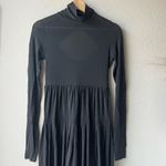 Rebecca Taylor  Pleated Knit Mock Neck Open Back Long Sleeve Black Maxi Dress XS‎ Photo 3