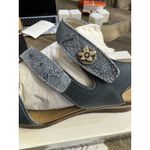 Romika Strappy Sandals Womens Size 10 Blue Leather Wedge Heel Comfort Slingback! Photo 2