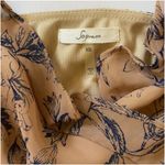 Nordstrom  Soprano Brown Tan w/ Navy flowers Sheer ruffled‎ flowy dress Photo 7