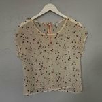dELiA*s Tan Sheer Relaxed Heart Print Blouse 2010s Y2K size M Blue Size M Photo 0