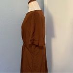 ZARA  New Beach Bohemian Linen Blend Brown Beaded Tunic Round Neck Dress Size L‎ Photo 9