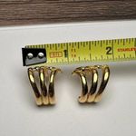 Swavorski Napier Gold Tone Large Curved Stud Pierced Earrings Signed Photo 1