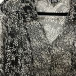 ECI  New York Silk Black and White Sheer Floral Blouse Size L Vintage Photo 2