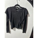 Zara Knit Black Italian Yarn Crochet Long Sleeve Top Ruffle Detail‎ M Size M Photo 6