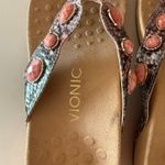 Vionic  Orthotic Sandals Pink Gem Snake Print Thong Comfort Size 8‎ Beach Summer Photo 6