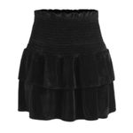 Allison New York Skirt Top Black Velvet Smocked Ruffled Mini Skirt Strapless Top Size M Photo 0