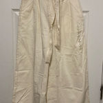 American Eagle  Cream Highest Rise Belted Paperbag Waist Cropped Wide Leg Pants Photo 0