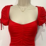 Lovers + Friends  Jupiter Bodysuit Ruched Bow Red XS Coquette Holiday Chic NWT Photo 6