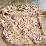 lemon grass NEW  Floral Button Down Long Sleeve Blouse Pink Tan White Large Top Photo 7