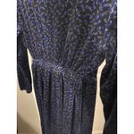 Vintage 1980's Velvet Dainty Dark Floral Blue Maxi Dress Medium Whimsygoth Femme Photo 3
