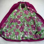 Coach  Rain Coat Magenta‎ Floral Lined Button Front Jacket Coat XS READ Photo 1