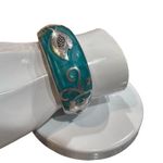 ANDREW HAMILTON CRAWFORD 925 Silver Teal Cuff Botanical Vine Modernist Bracelet Green Photo 15