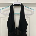 Lulus Never-Ending Glamour Black Mesh Cross-Front Halter Maxi Dress Photo 4