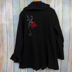Cayson Wool Coat Size Medium Embroidery Ruffle Jacket Y2K Vintage Goth Baddie Black Photo 5