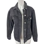 Topshop  Moto Womens Black Button Down Long Sleeve Denim Jeans Coat Jacket Size 2 Photo 0