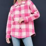 Sundry  Pink Checkered Long Sleeve Shacket size‎ 1 Photo 0