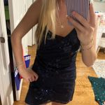 Lulus  navy sequin wrap mini homecoming dress Photo 2