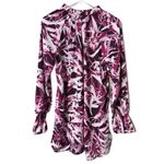 Kaari Blue  size medium hi low tunic purple floral pattern elastic cuff sleeve Photo 1