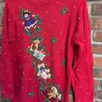 Victoria Jones  womens ugly Christmas holiday embroidered sweater red medium Photo 1