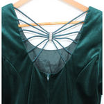 Vintage Deadstock Velvet Puff Sleeve Dress 90s Formal Rhinestone Hoco Size 11 Green Photo 3