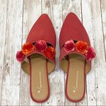 Anthropologie Orange Suede Pom-Strapped Slides 39 Photo 3