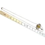 Vintage Czech Brass Filigree Necklace with Yellow Glass Cabochon & Chain Drop Photo 8