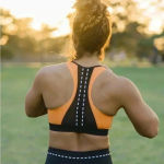 Zyia NWT  Orange on Black Game Day Light n Tight Bra Sz XS Photo 4