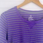 Purple And Green Striped Long Sleeve Top Sweater Size L Photo 2
