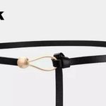 Black Trendy Knotted Skinny Thin Belt For Women Classic Solid Color Faux Leather Photo 5