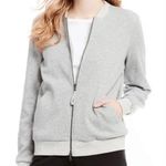 Eileen Fisher Gray Organic Cotton Knit 2-way Zip Bomber Jacket XL Photo 0
