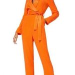 Karen Millen Tuxedo Long Sleeve Orange Jumpsuit Chic Wedding Bright Citrus sz 4 Photo 0