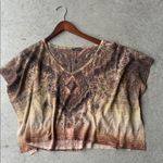 Body Central Vtg Y2K Bohemian Boho Cropped Sheer Metallic Shirt Size Lg Photo 0