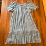 Naïf  Dress Medium Blue Ruffle neck Crochet details Lined Bohemian flutter sleeve Photo 0