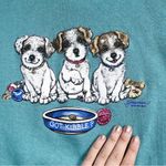 vintage • grandma sweatshirt aqua cotton collared puppies pullover grandmacore Size M Photo 4