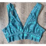 Aerie  Teal blue green Floral lace bralette bra‎ romantic sexy size L NWOT Photo 2