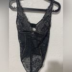 Victoria's Secret Victoria’s Secret Black Studded Lace Teddy Photo 2