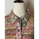 Dress Forum Dress Women Small Green Floral Paisley Elaina Button Down Shirt Mini Photo 7